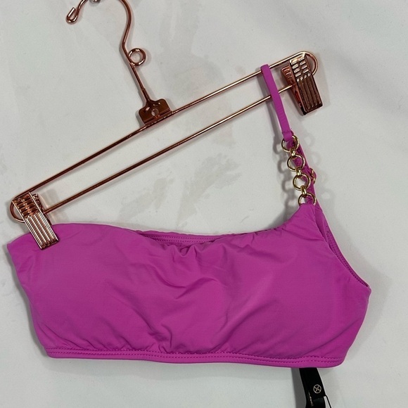 NWT Vix Paula Hermanny purple one shoulder gold chain bathing suit top size M - Picture 2 of 11